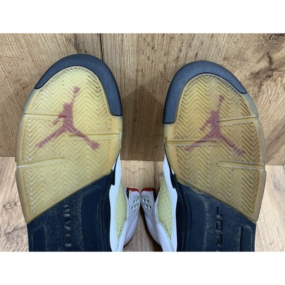 Nike Air Jordan 5 Retro Mid Fire Red Silver Tongue Sneakers 5Y White 440888-102 - Picture 13 of 16